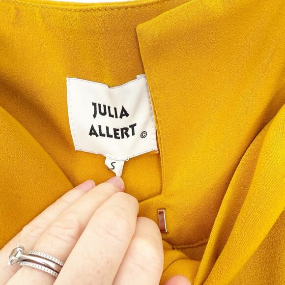 Julia Allert High Waist Wide Leg Belted Mustard Yellow Trousers - Picture 4 of 4